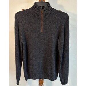 Lachlan Men’s Quarter Zip Sweater M Charcoal Gray Funnel Neck British Inspire